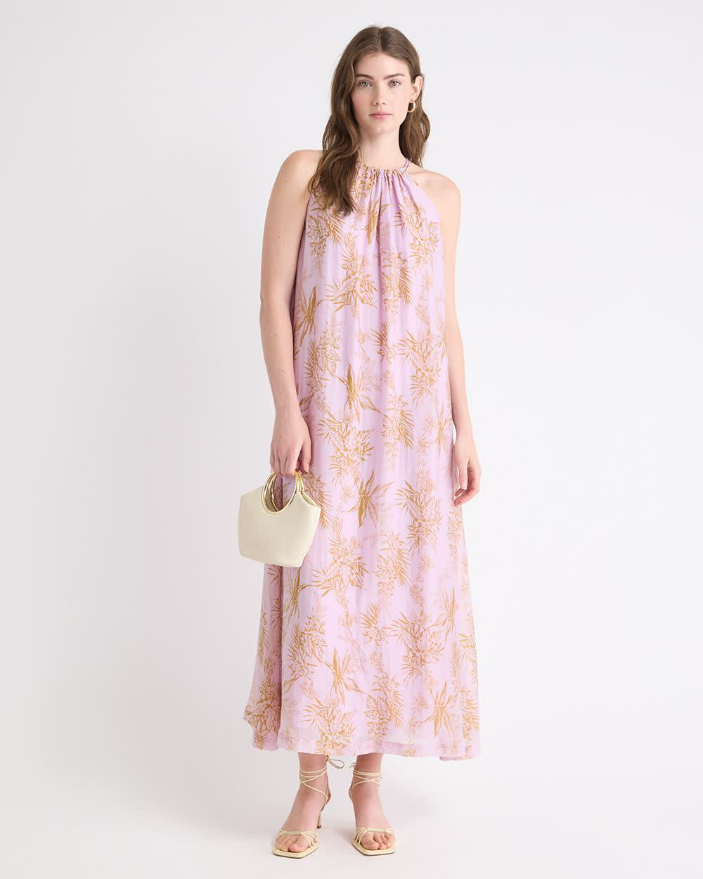 Sleeveless halterneck maxi dress